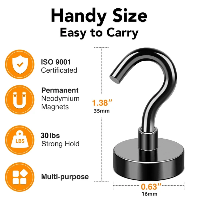 Alt view image 2 of 7 - 28Pcs Magnetic Hooks Strong Cruise Cabin Ship Essentials 30LBS Black Cruise Essentials Neodymium Heavy Duty Magnets with Hooks for Hanging Magnetic Hanger for Fridge Toolbox Storage
