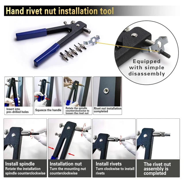Alt view image 6 of 6 - Rivet Nut Tool Kit 540Pcs Nut Riveter Tool Kit Metal Rivet Nuts (M8/M6/M5/M4/M3), Suitable for Furniture, Decoration, Automobile, Shipbuilding and Industrial Applications