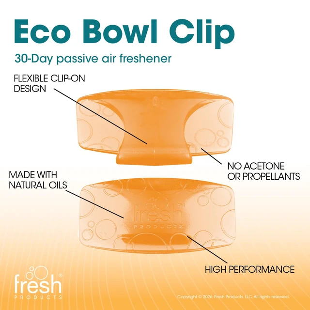 Alt view image 4 of 7 - Eco Bowl Clip Air Freshener,Summer Sunshine, 12 Pack Natural Oils, Made in USA, Rim Toilet Tank Trash Cabinet, Air & Trash and Bathroom Freshener, Lasts 30 Days, Chemical Free