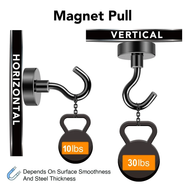 Alt view image 3 of 7 - 28Pcs Magnetic Hooks Strong Cruise Cabin Ship Essentials 30LBS Black Cruise Essentials Neodymium Heavy Duty Magnets with Hooks for Hanging Magnetic Hanger for Fridge Toolbox Storage