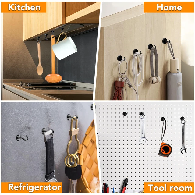 Alt view image 6 of 7 - 28Pcs Magnetic Hooks Strong Cruise Cabin Ship Essentials 30LBS Black Cruise Essentials Neodymium Heavy Duty Magnets with Hooks for Hanging Magnetic Hanger for Fridge Toolbox Storage