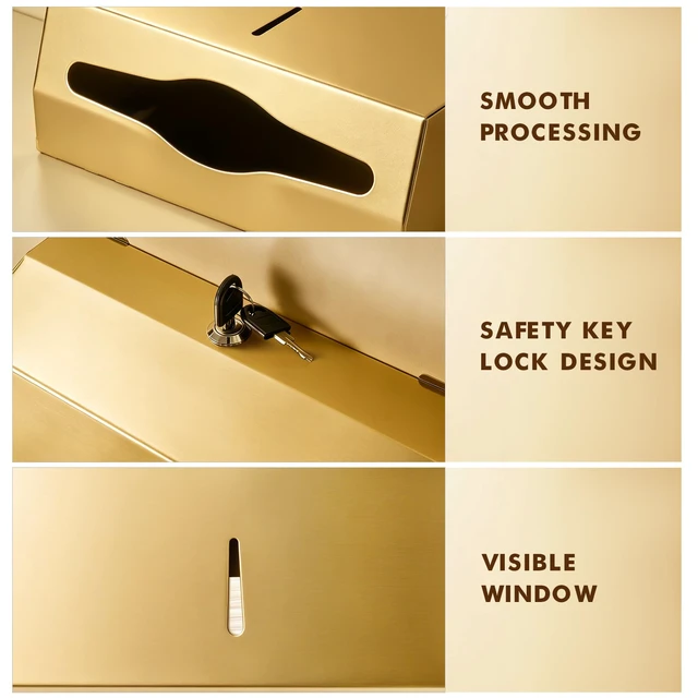 Alt view image 5 of 6 - Commercial Paper Towel Dispenser Wall Mount, Gold, Large Capacity Durable Stainless Steel, C-Fold Multifold Trifold Paper Towel Holder, Touchless Hand Towel Dispenser for Bathroom, Office