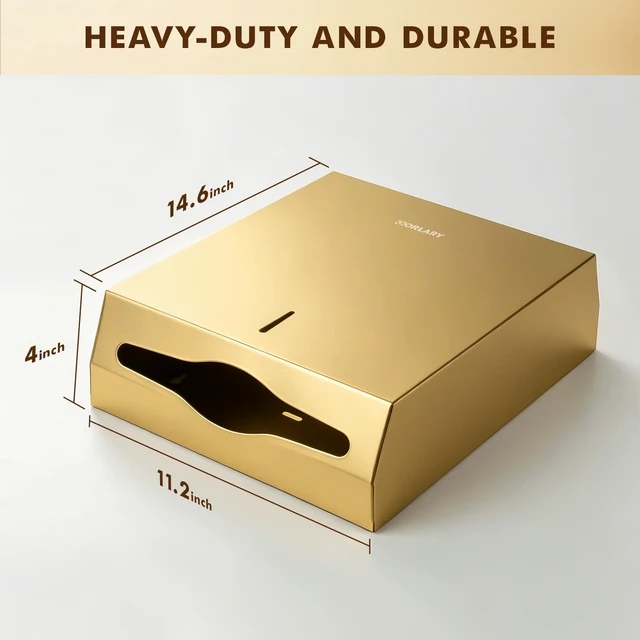 Alt view image 4 of 6 - Commercial Paper Towel Dispenser Wall Mount, Gold, Large Capacity Durable Stainless Steel, C-Fold Multifold Trifold Paper Towel Holder, Touchless Hand Towel Dispenser for Bathroom, Office