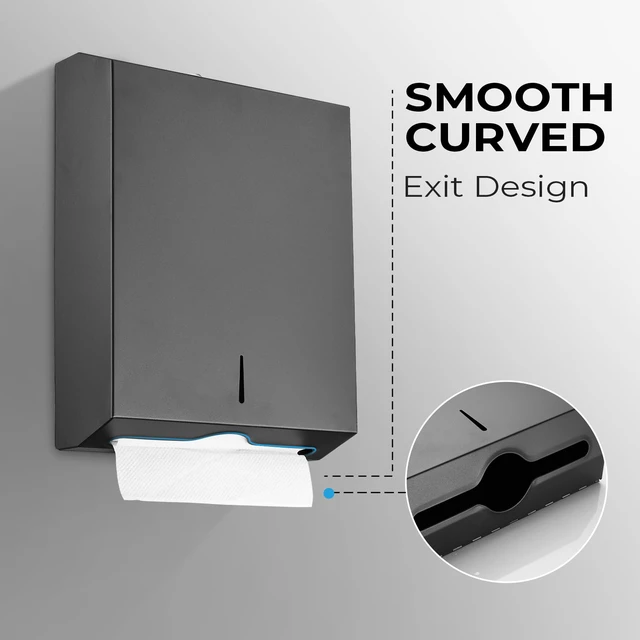 Alt view image 2 of 7 - Paper Towel Dispenser Wall Mount - Multifold Trifold Paper Towel Dispensers, Large Capacity Stainless Steel Tissue Holder, Suitable for Bathrooms and Public Places Black