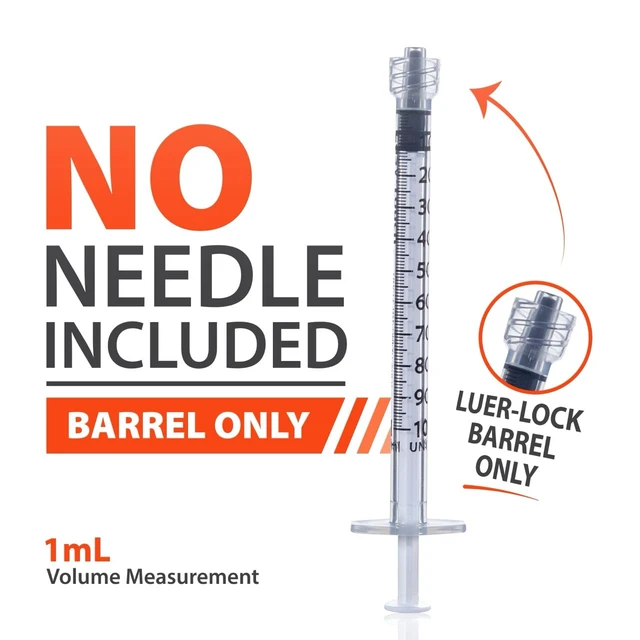 Alt view image 6 of 7 - EasyTouch Luer-Lock Syringe Barrel, 1ML Syringe, Pack of 100