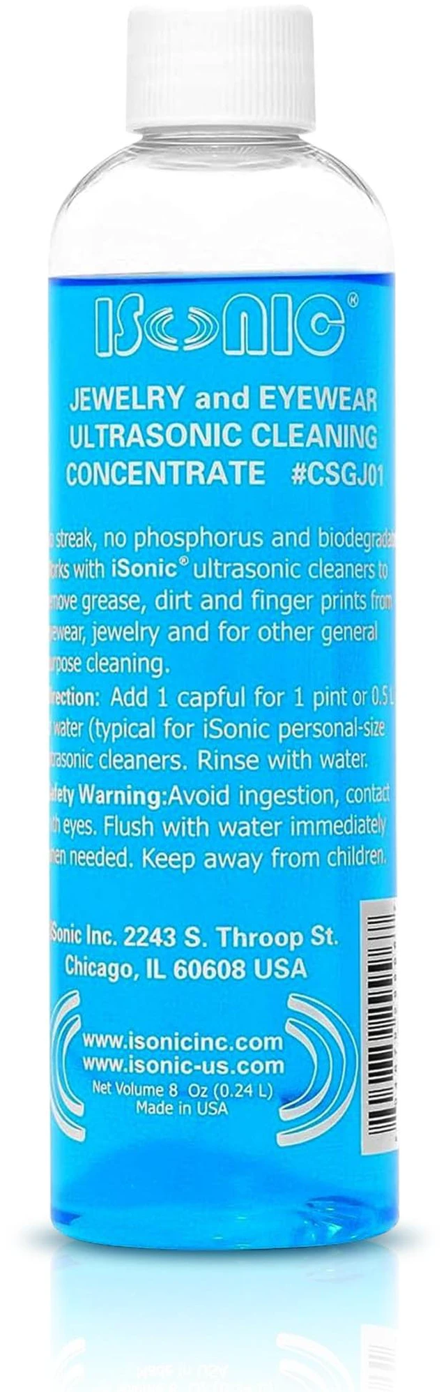 Main image of Ultrasonic Jewelry & Eyeglass Cleaner Solution Concentrate - Professional Cleaning Liquid for Ultrasonic Machine - Clean Gold, Silver, Diamond, Watch, Glasses, Eye Wear, 8-oz