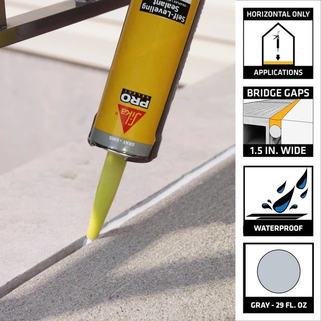 Alt view image 3 of 7 - flex Self Leveling Sealant, Gray, Polyurethane, 29 fl oz, Waterproof, Self-Leveling for Sealing Horizontal Expansion Joints in Concrete