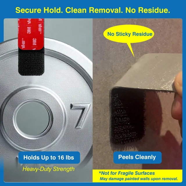 Alt view image 3 of 7 - 8 Sets Heavy-Duty Adhesive Hook and Loop Strips, 1.2" × 3.2" High-Bond Reusable Fastener Strips, Heat-Resistant & Waterproof for Indoor & Outdoor Mounting on Wall, Glass, Tile & Metal