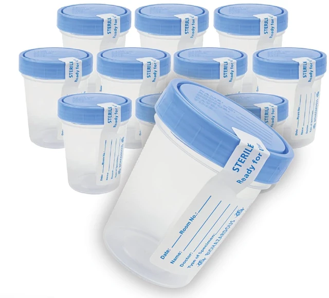 Alt view image 3 of 7 - 781044 Urine Specimen Cups - 4 oz, 10 Count, Lids Sterile Polypropylene, Screw-On Leak Resistant Cap, Tamper Evident Tab, ID Label, Individually Wrapped, STD Pregnancy Testing