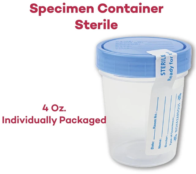 Alt view image 4 of 7 - 781044 Urine Specimen Cups - 4 oz, 10 Count, Lids Sterile Polypropylene, Screw-On Leak Resistant Cap, Tamper Evident Tab, ID Label, Individually Wrapped, STD Pregnancy Testing