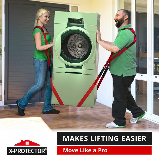 Alt view image 6 of 6 - Moving Straps - 2 Pairs - Red Lifting Straps for 2 Movers Move Furniture Easily and Safely - Perfect for Lifting & Moving Heavy Objects (Adjustable Length 50-118, with Back Support)