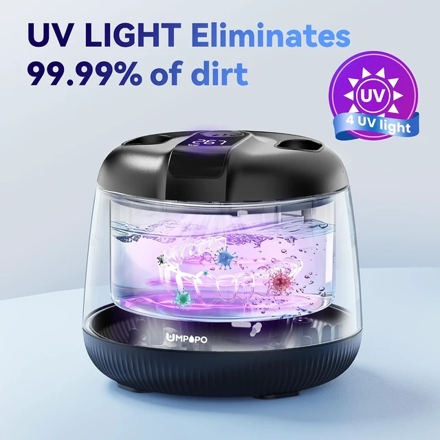 Alt view image 2 of 7 - Ultrasonic Retainer Cleaner Machine 48kHz, Dental Ultrasonic Care Cleaner Ultrasonic Retainer Cleaner for Dentures, Aligners, Mouth Guards, Toothbrush Heads and Jewelry with 200ML Capacity