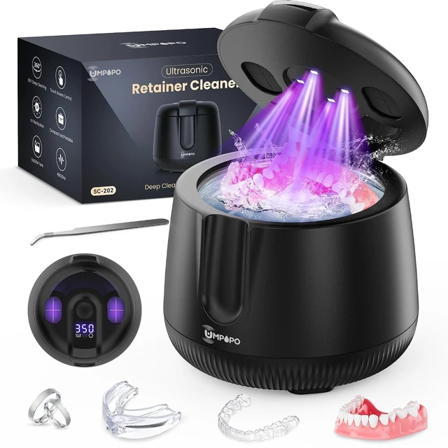 Main image of Ultrasonic Retainer Cleaner Machine 48kHz, Dental Ultrasonic Care Cleaner Ultrasonic Retainer Cleaner for Dentures, Aligners, Mouth Guards, Toothbrush Heads and Jewelry with 200ML Capacity