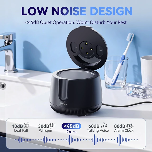 Alt view image 6 of 7 - Ultrasonic Retainer Cleaner Machine 48kHz, Dental Ultrasonic Care Cleaner Ultrasonic Retainer Cleaner for Dentures, Aligners, Mouth Guards, Toothbrush Heads and Jewelry with 200ML Capacity