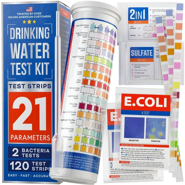 Main image of All-New 21 in 1 Drinking Water Testing Kit Strips, Home Tap and Well Water Test Kit for Hardness, Lead, Iron, Copper, Chlorine, Fluoride