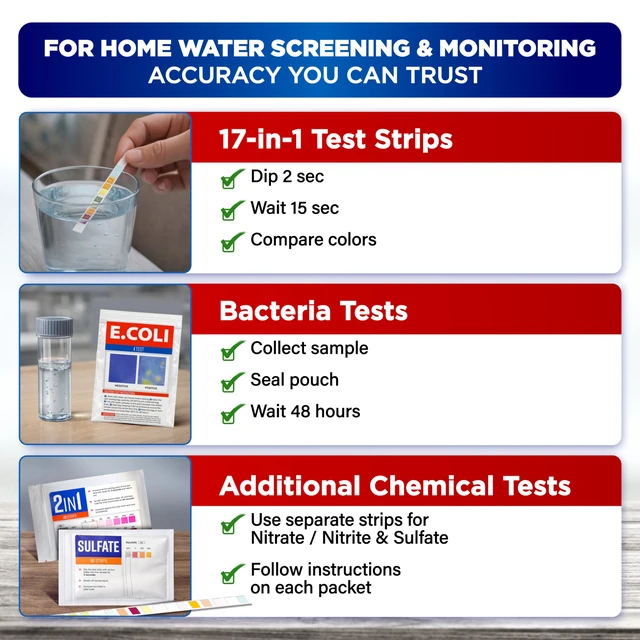 Alt view image 3 of 7 - All-New 21 in 1 Drinking Water Testing Kit Strips, Home Tap and Well Water Test Kit for Hardness, Lead, Iron, Copper, Chlorine, Fluoride