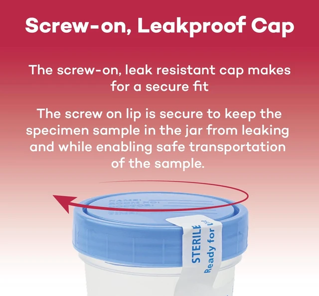 Alt view image 7 of 7 - 781044 Urine Specimen Cups - 4 oz, 10 Count, Lids Sterile Polypropylene, Screw-On Leak Resistant Cap, Tamper Evident Tab, ID Label, Individually Wrapped, STD Pregnancy Testing