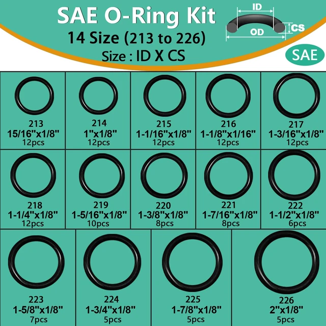 Alt view image 3 of 7 - 1086 Pcs 32 Size SAE O Ring Assortment Kit Standard Buna-N Rubber O'ring Set with 4 Pick & Hook for Automotive Hydraulic Faucet Plumbing Sealing Repair ID:1/8-2 Inch
