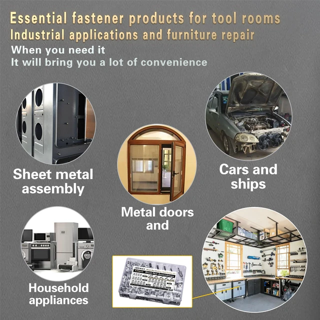 Alt view image 6 of 6 - Pressure Rivet Nut Tool Kit, 430Pcs Aluminum Rivet Nut Combination Metric Threaded Rivet Nut (M8/M6/M5/M4/M3) Suitable for Furniture, Decoration, Automotive, Marine and Industrial Applications