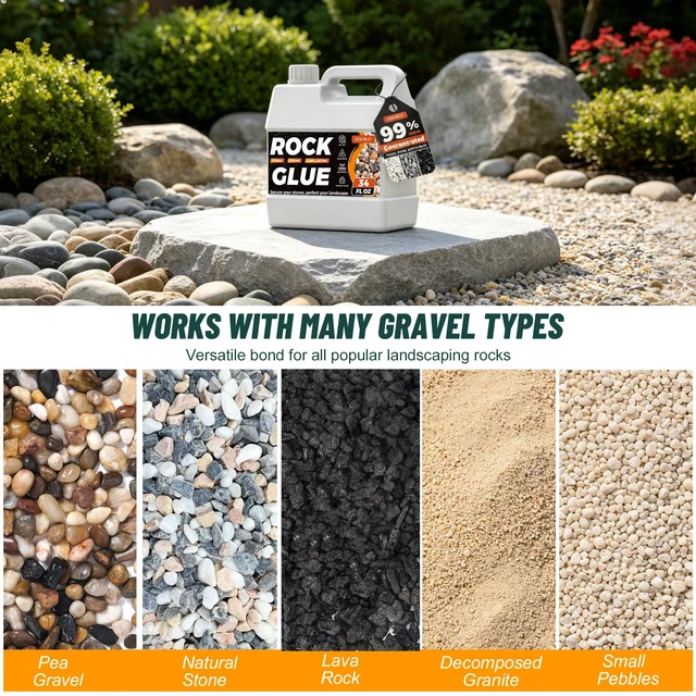 Alt view image 4 of 7 - Oyevila Rock Binder for Landscaping, 1.3 Gallon Gravel Glue, Pet Safe Strong clear-drying binder for rock, gravel and pebbles, with easy spray application and soap-and-water cleanup