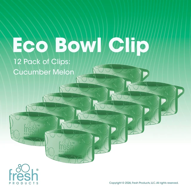 Alt view image 2 of 7 - Eco Bowl Clip Air Freshener, Cucumber Melon, 12 Pack Natural Oils, Made in USA, Rim Toilet Tank Trash Cabinet, Air & Trash and Bathroom Freshener, Lasts 30 Days, Chemical Free