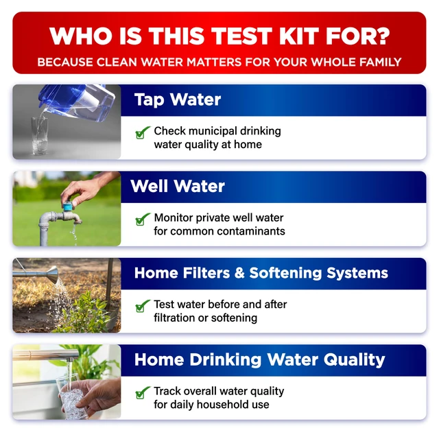 Alt view image 5 of 7 - All-New 21 in 1 Drinking Water Testing Kit Strips, Home Tap and Well Water Test Kit for Hardness, Lead, Iron, Copper, Chlorine, Fluoride