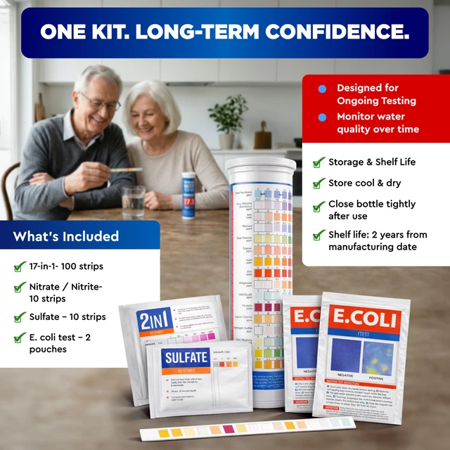 Alt view image 6 of 7 - All-New 21 in 1 Drinking Water Testing Kit Strips, Home Tap and Well Water Test Kit for Hardness, Lead, Iron, Copper, Chlorine, Fluoride
