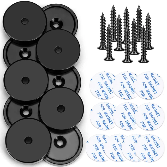 Alt view image 7 of 7 - Magnets 110 LBS Heavy Duty Neodymium Strong Magnet 20 Pack Imanes Fuertes Magnet Magnetic Wall Mount Round Mounting Powerful Locker Industrial Fridge Screw On Door Crafts Black