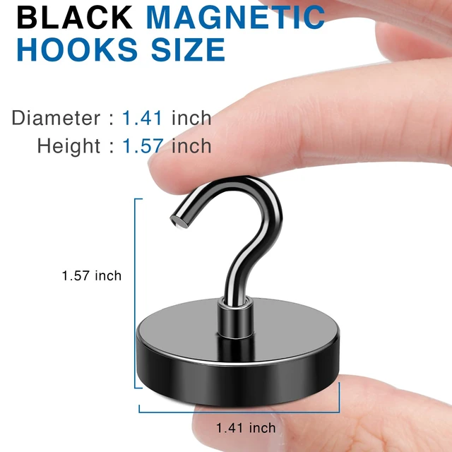 Alt view image 2 of 6 - Magnetic Hooks for Cruise Cabins 170LBS Heavy Duty Magnet Hook 12P Strong Magnets Door Metal Ship Walls Essentials 2026 Classroom Refrigerator Locker Hanging Neodymium Kitchen Fridge Black