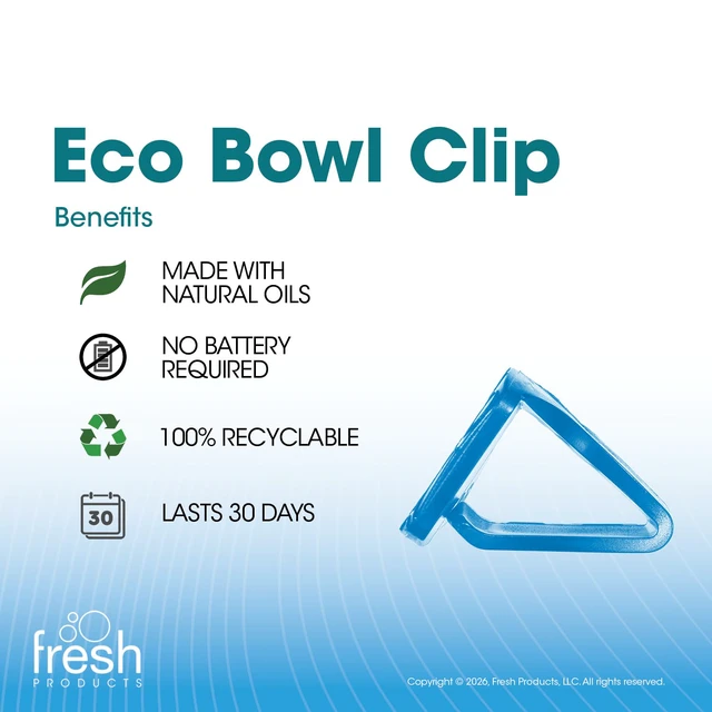 Alt view image 3 of 7 - Eco Bowl Clip Air Freshener, Cotton Blossom, Blue, 12 Pack Natural Oils, Made in USA, Rim Toilet Tank Trash Cabinet, Air & Trash and Bathroom Freshener, Lasts 30 Days, Chemical Free