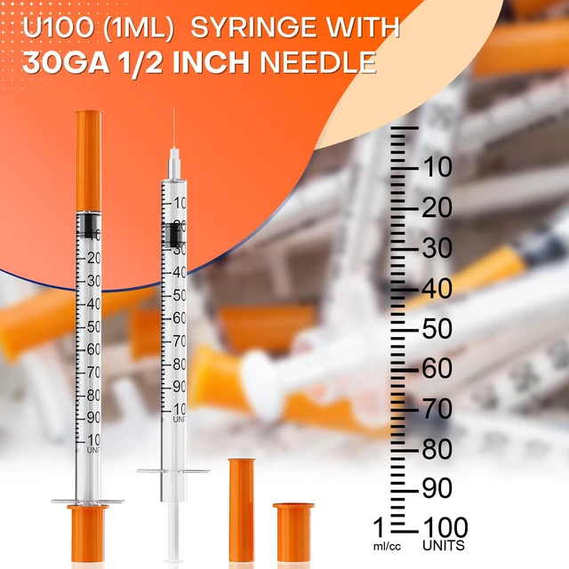 Alt view image 2 of 6 - U-100 1cc with 30G 1/2 Inch Syringes, Individually Packed, 100PCS