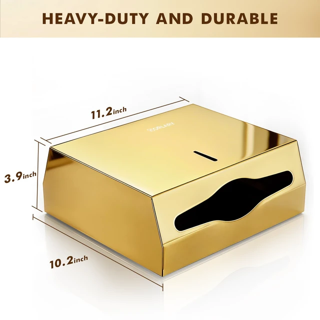 Alt view image 4 of 6 - Commercial Paper Towel Dispenser Wall Mount, Gold Polished Mirror Finish, Stainless Steel Paper Towel Dispenser with Lock, Fits C-Fold Multifold Trifold Paper Towels