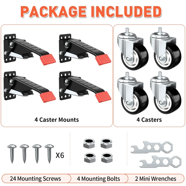 Alt view image 7 of 7 - Workbench Casters Kit 880 Lbs - 3 Inch Heavy Duty Retractable Caster Designed for Workbenches Machinery & Tables, 4 Pack