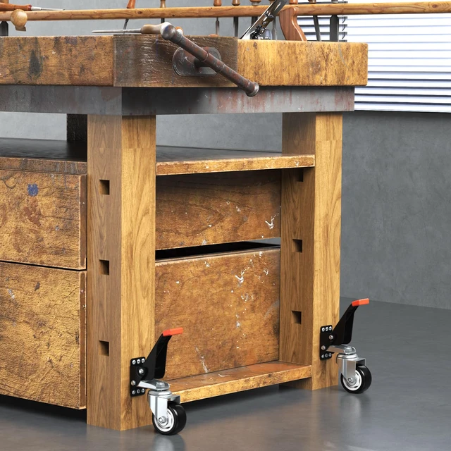 Alt view image 6 of 7 - Workbench Casters Kit 880 Lbs - 3 Inch Heavy Duty Retractable Caster Designed for Workbenches Machinery & Tables, 4 Pack