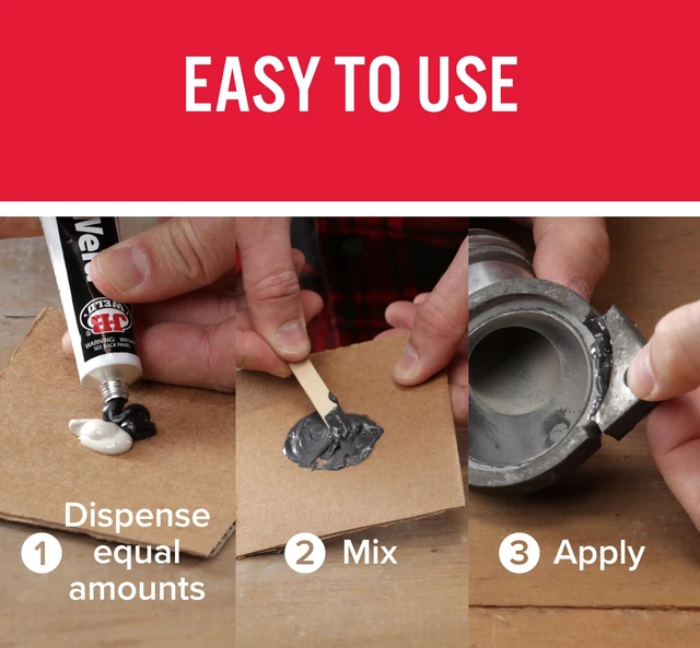 Alt view image 6 of 7 - KwikWeld, 6 Minute Set Epoxy, Steel Reinforced Epoxy, High Strength - 2 Pack, Dark Grey (8276-2)