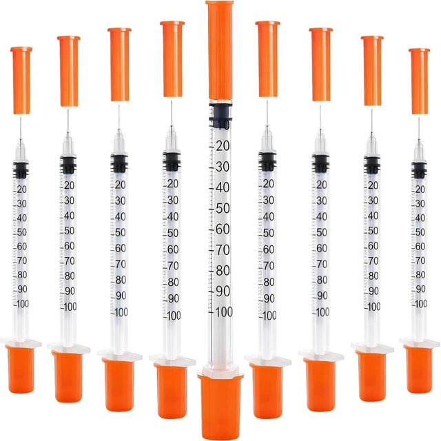 Main image of 120 PACK U-100 Syringes, 30G 5/16" (8mm) 1ml/cc Disposable Syringe, Individual Wrapped, Lab Supplies