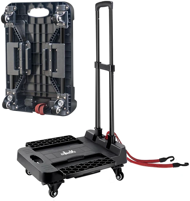 Main image of Folding Hand Truck Cart,Heavy Duty Trolley 220lbs Capacity,Folding Luggage Cart, Collapsible Wheels,Extended Handle Portable Dolly Cart for Moving, Airport, Office,Carrying Home