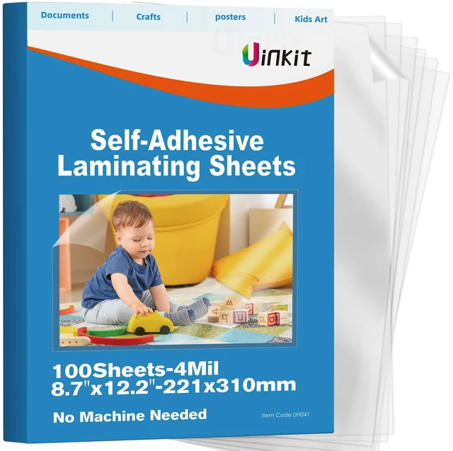 Main image of 4mil Thicker Self-Adhesive Laminating Sheets Against Spills Surface 100Pack Letter Size 8.5x11" Dry-Erase Friendly for Reusable Documents, Kids Art, Posters & Crafts No Heat Needed