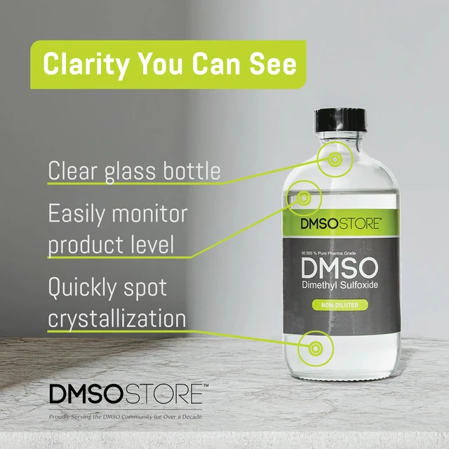 Alt view image 5 of 7 - DMSO 8 oz. Glass Bottle Non-diluted 99.995% Pure Low Odor Pharma Grade Liquid Dimethyl Sulfoxide Super High Quality Made by DMSO Store