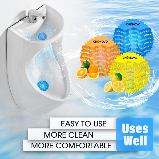 Alt view image 6 of 7 - Urinal Screen Deodorizer, 36 Pack Urinal Cake Bulk with 3 Scents 3 Long-Lasting Scents Help Control Odor, Long Bristle Design Reduce Splash & Clog for Restroom, Hotel, Office, School Toilet