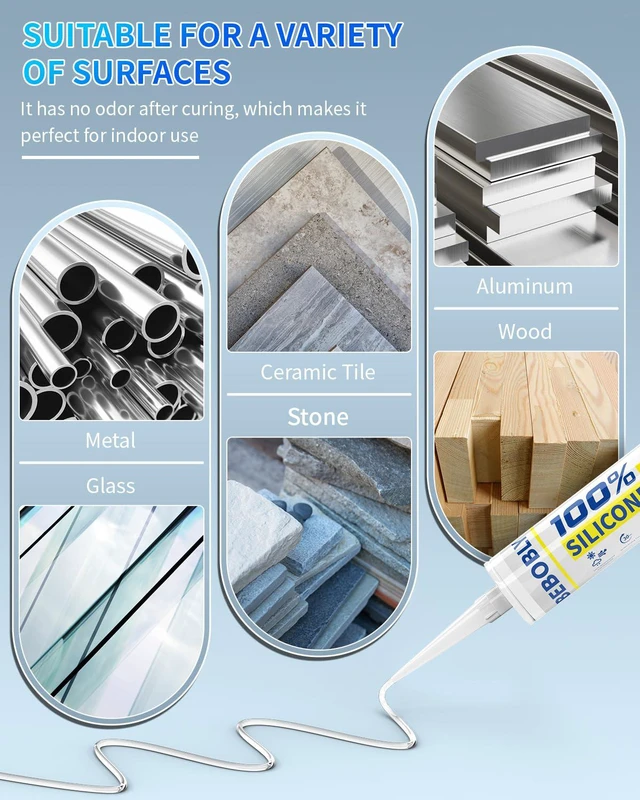 Alt view image 3 of 7 - Silicone Caulk & Sealant Clear, 100% Waterproof Silicone Sealant, Shrink & Crack Proof, Silicone Sealant Caulking for Kitchen, Bathroom, RV, Interior & Exterior Use, 10.2 FL. OZ/300ML, 1 Pack