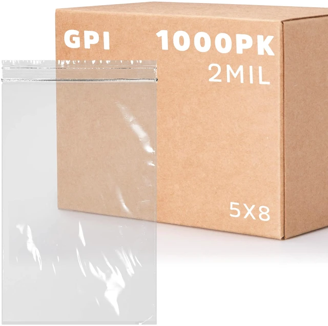 Main image of 5 x 8 inches, 2Mil Clear Reclosable Zip Bags, case of 1,000 Brand
