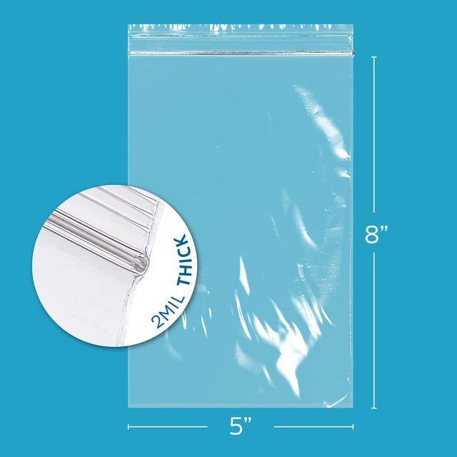 Alt view image 2 of 7 - 5 x 8 inches, 2Mil Clear Reclosable Zip Bags, case of 1,000 Brand