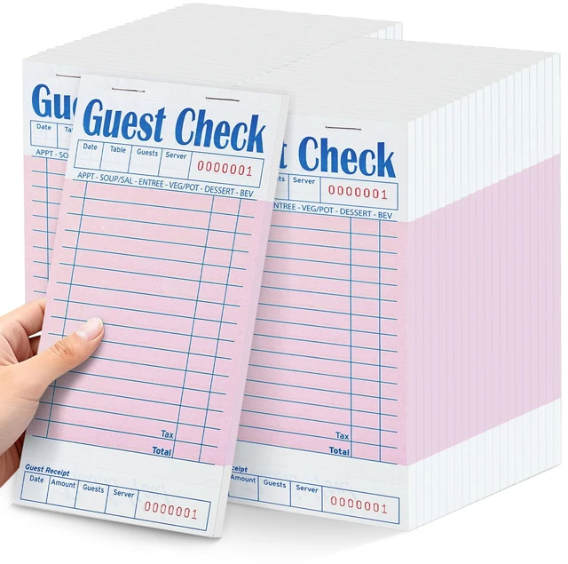 Main image of 40 Pack/2000 Tickets Guest Checks Books for Servers, Pink