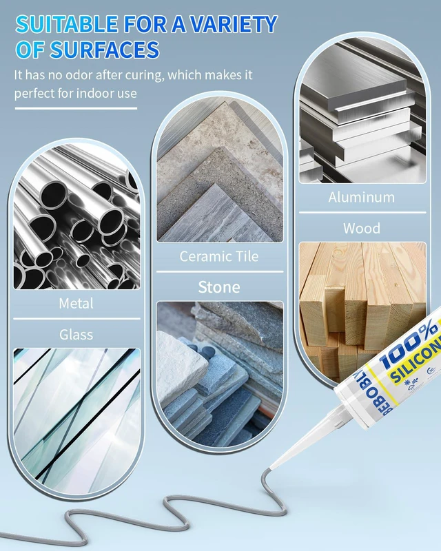 Alt view image 3 of 7 - Silicone Caulk & Sealant Gray, 100% Waterproof Silicone Sealant, Shrink & Crack Proof, Silicone Caulking for Kitchen, Bathroom, RV, Interior & Exterior Use, 10.2 FL. OZ/300ML, 4 Pack