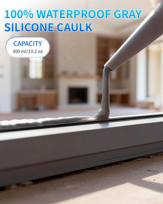 Alt view image 4 of 7 - Silicone Caulk & Sealant Gray, 100% Waterproof Silicone Sealant, Shrink & Crack Proof, Silicone Caulking for Kitchen, Bathroom, RV, Interior & Exterior Use, 10.2 FL. OZ/300ML, 4 Pack
