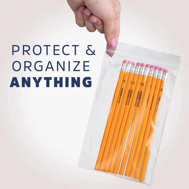 Alt view image 6 of 7 - 5" x 7" Zip Bags - 1000 Count, Small, Clear Plastic Reclosable Zipper Poly Baggies, 2 Mil, with Resealable Zip Top Lock for Packaging Food Storage, Snacks, Candy, Office Supplies & More
