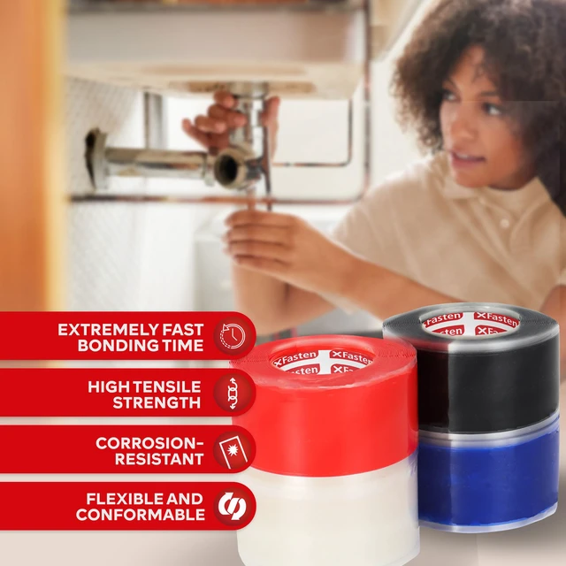 Alt view image 3 of 7 - Self Fusing Silicone Tape Waterproof Multicolor 1" x 10 Feet 4-Pack, Self Amalgamating Tape, Silicone Rubber for Plumbing, Sealing Pipes, Hose Repair, Outdoor Coax and Electrical Cables