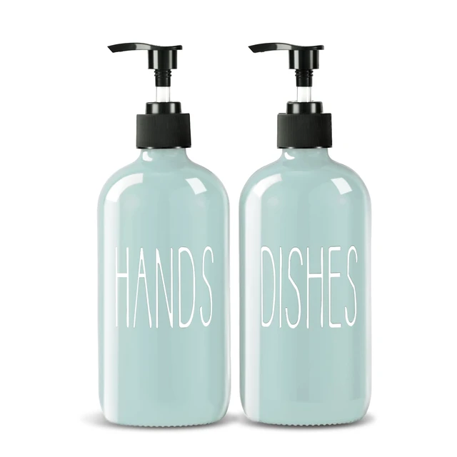 Main image of Glass Soap Dispenser Set 2 Pack,16 Oz Dish Soap Dispenser for Kitchen Sink,Green Kitchen Accessories and Kitchen Decor,Green Decorations and Kitchen Utensils for Kitchen