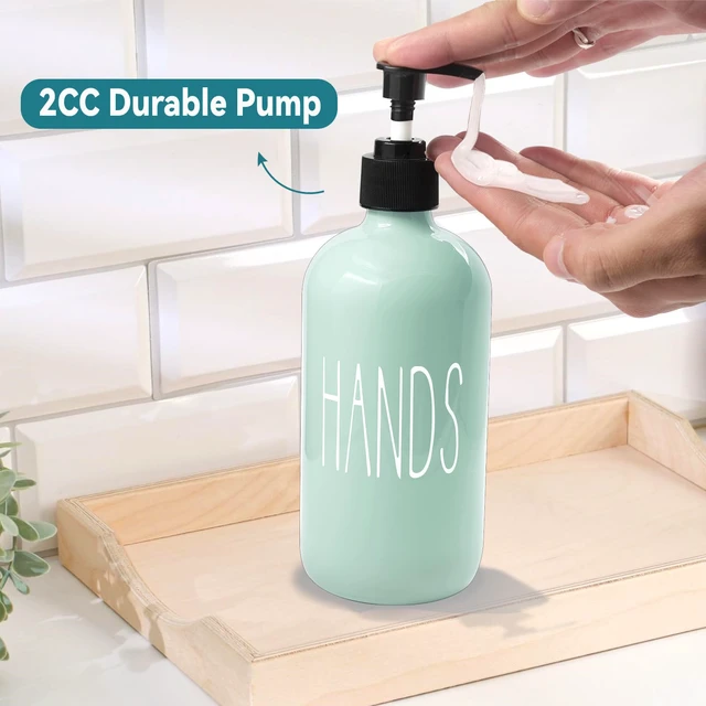 Alt view image 6 of 7 - Glass Soap Dispenser Set 2 Pack,16 Oz Dish Soap Dispenser for Kitchen Sink,Green Kitchen Accessories and Kitchen Decor,Green Decorations and Kitchen Utensils for Kitchen